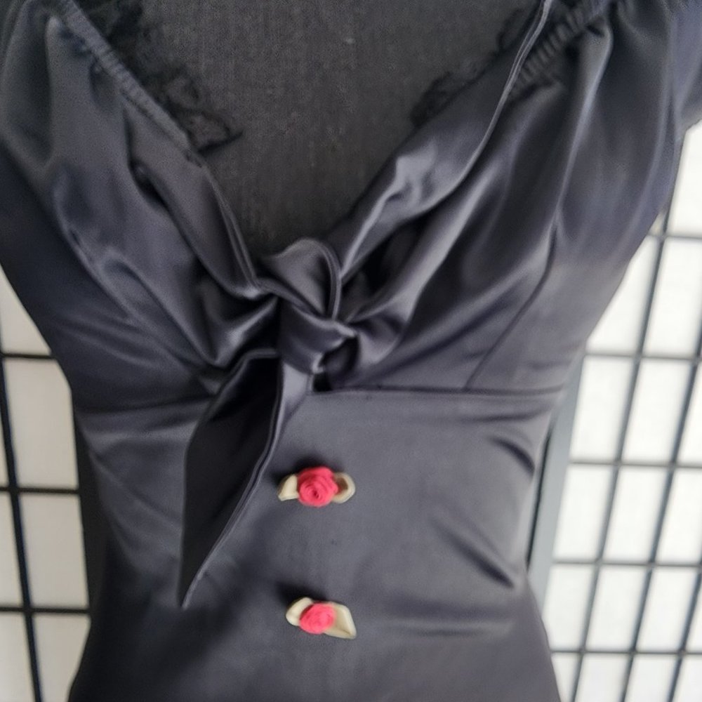 Satin Stop Staring Pinup Pencil / Wiggle Dress, S Morticia